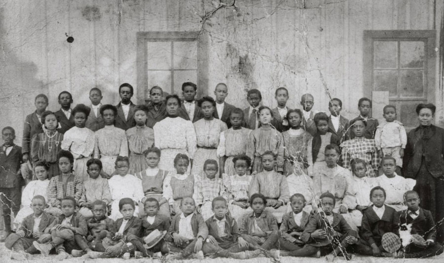 This image shows the students of Brackenridge Elementary School and their teacher in Austin, Texas, in the early 1900s. Schools were among the many segregated institutions in the late 19th and early 20th centuries. Black teachers earned significantly less than white teachers; black schools suffered from lack of funding for supplies and facilities; and black students had fewer options for higher education. University of North Texas Libraries, The Portal to Texas History; image courtesy Austin History Center, Austin Public Library