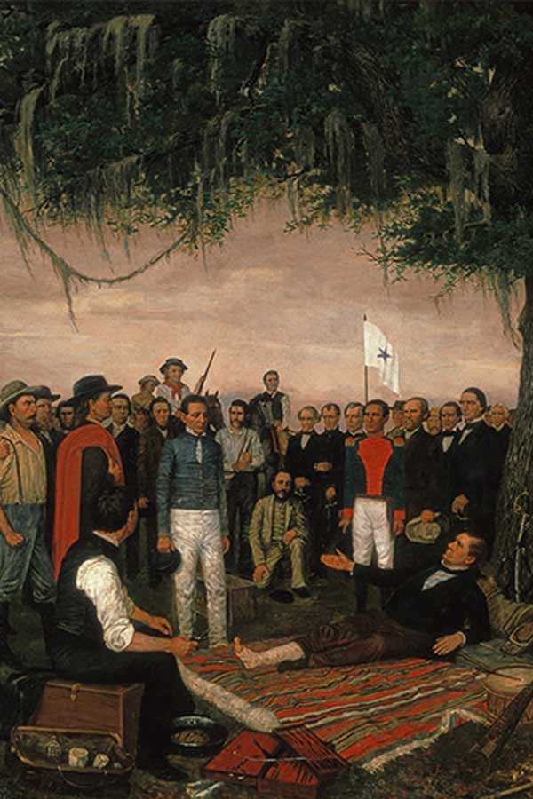 Painting titled, "The Surrender of Santa Anna," by William Henry Huddle