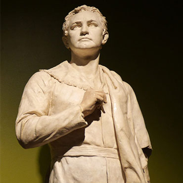 This model of an 1892 statue by German sculptor Elisabet Ney represents Ney's vigorous portrait of Houston at about age 40 — the age he was when he first came to Texas and took on the leadership of the Texas revolutionary army.