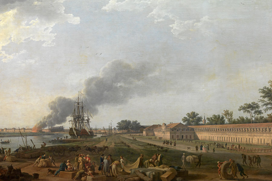 Vue du Port de Rochefort, prise du Magasin des Colonies Oil on canvas by Joseph Vernet, 1762. Courtesy © Musée national de la Marine/A. Fux, Paris, France.