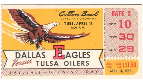 eagles baseball opening day ticket 1950