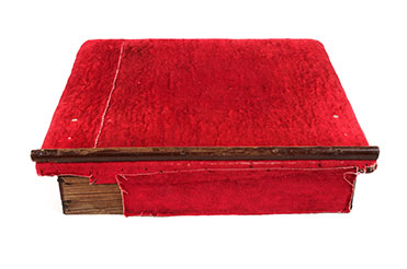 Red church lectern from Dabney Hill Missionary Baptist Church, mid-1900s