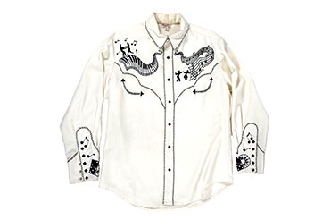 Western swing embroidered shirt custom made for pianist Floyd Domino for Asleep at the Wheel’s 25th Anniversary