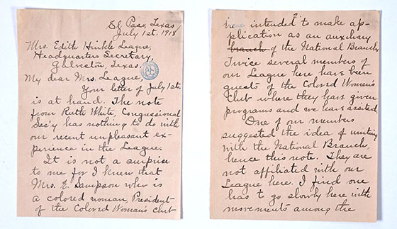 Letters regarding African American suffrage organization