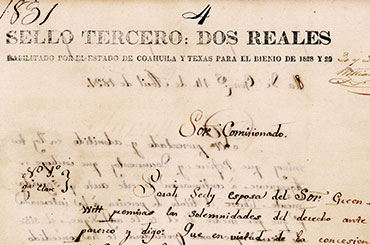Sarah Seely DeWitt's petition for a Mexican land grant