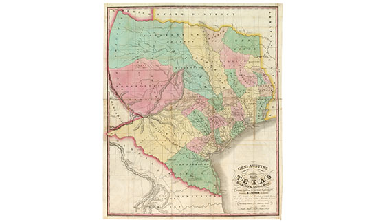 1846 General Stephen F Austins Map of Texas Republic POSTER 50626 