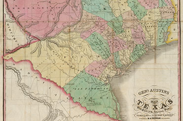 Detail of cartographical map of Texas in 1840