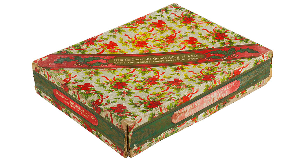 Vintage printed holiday-themed grapefruit gift box