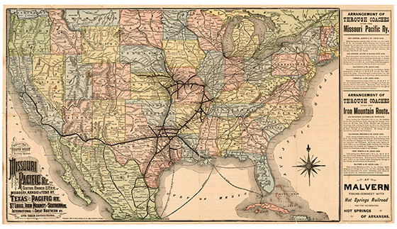 Texas Pacific Railroad Map Map Of The Southwest Railway System | Bullock Texas State History Museum