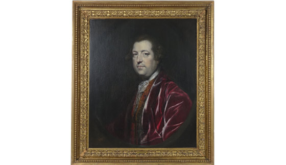 painting of Charles Townshend, a man sitting and wearing a maroon outfit