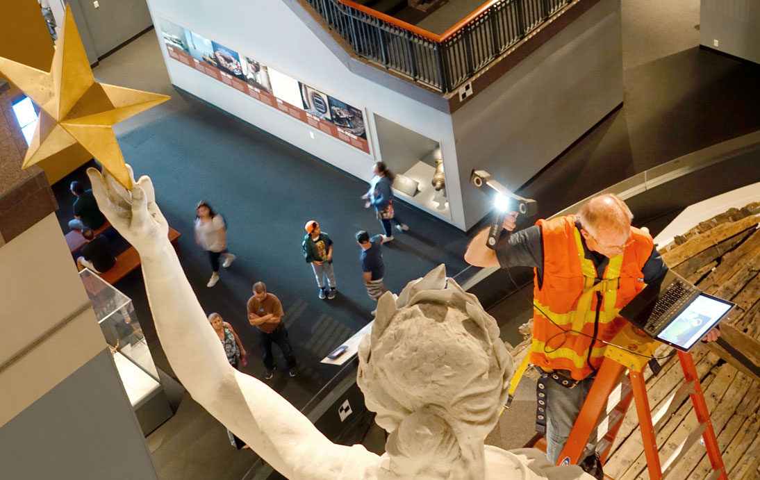 The Texas A&M Department of Architecture and its Center for Maritime Archaeology and Conservation conducted scanning of the statue in advance of conservation work.