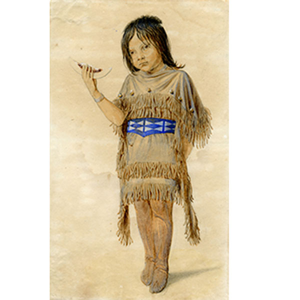 German artist Richard Petri painted scenes of Native Americans living in the Texas Hill Country in the 1850s. Plains Indian Girl with Melon, 1851–1857. By Friedrich Richard Petri. Image courtesy Dolph Briscoe Center for American History, The University of Texas at Austin