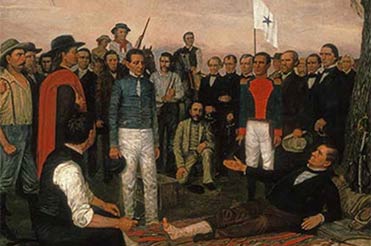 Painting titled, "The Surrender of Santa Anna" by Henry Huddle