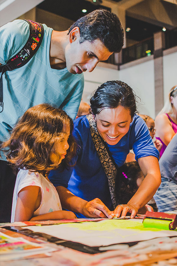 Children crafting with paper