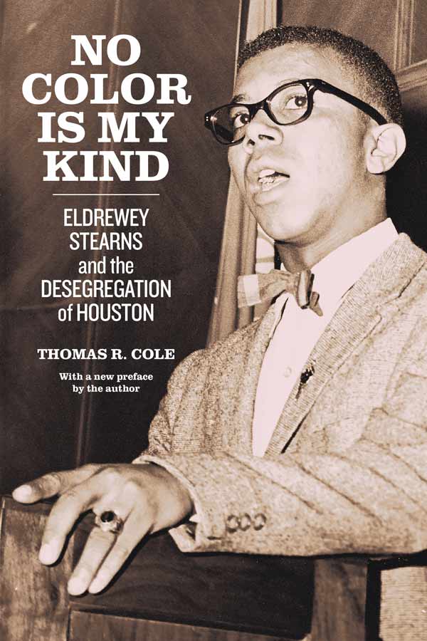 book cover of "No Color is My Kind" of African American, Eldrewey Stearns, talking at a podium