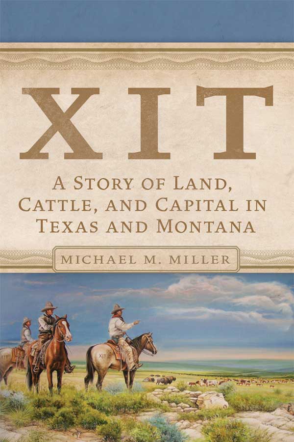 book cover with three cowboys on horses on an open plain, the title reads, 