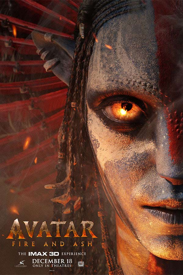 Film poster for "Avatar: Fire & Ash"