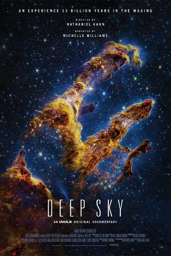 film poster for "Deep Sky" of a detailed photo from the James Webb Telescope of the Milk Way Galaxy