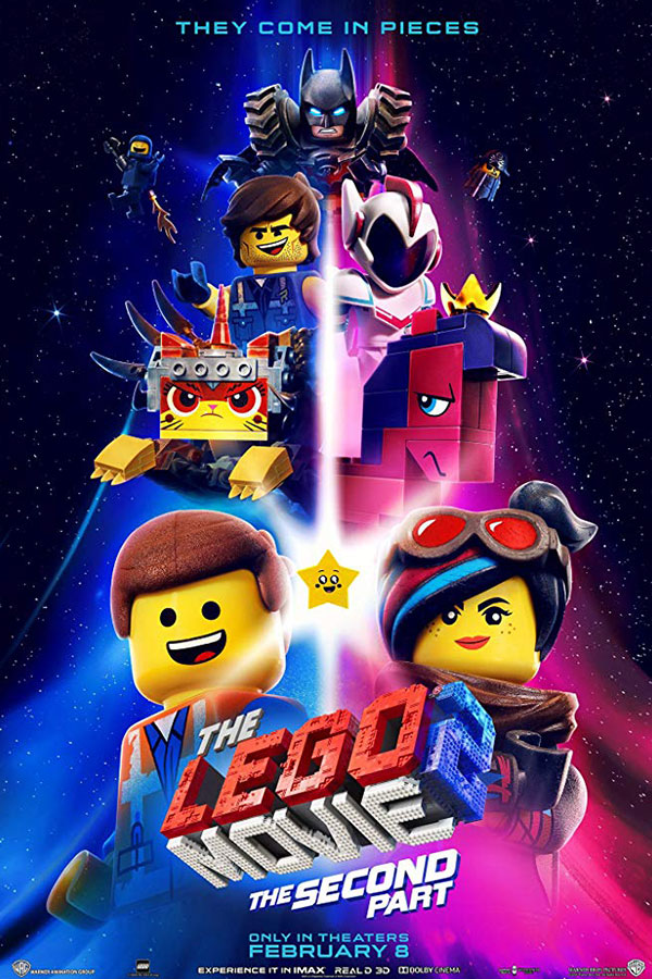 Film title, Lego Movie 2: The Second Part, surrounded by Lego pieces