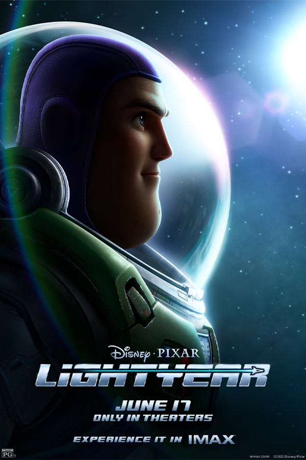 Buzz Lightyear in his astronaut outfit in space