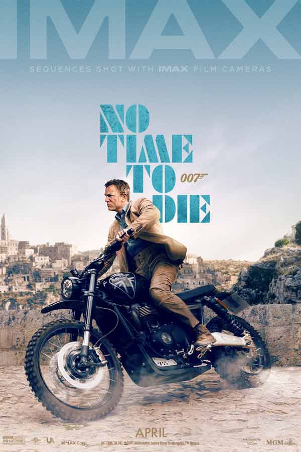 Daniel Craig as James Bond on a motorcycle