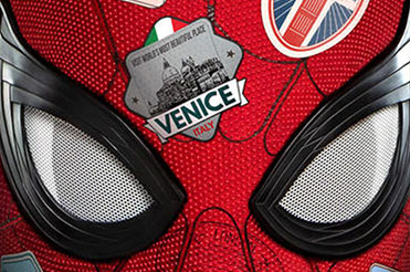 Spider-Man mask with travel stickers