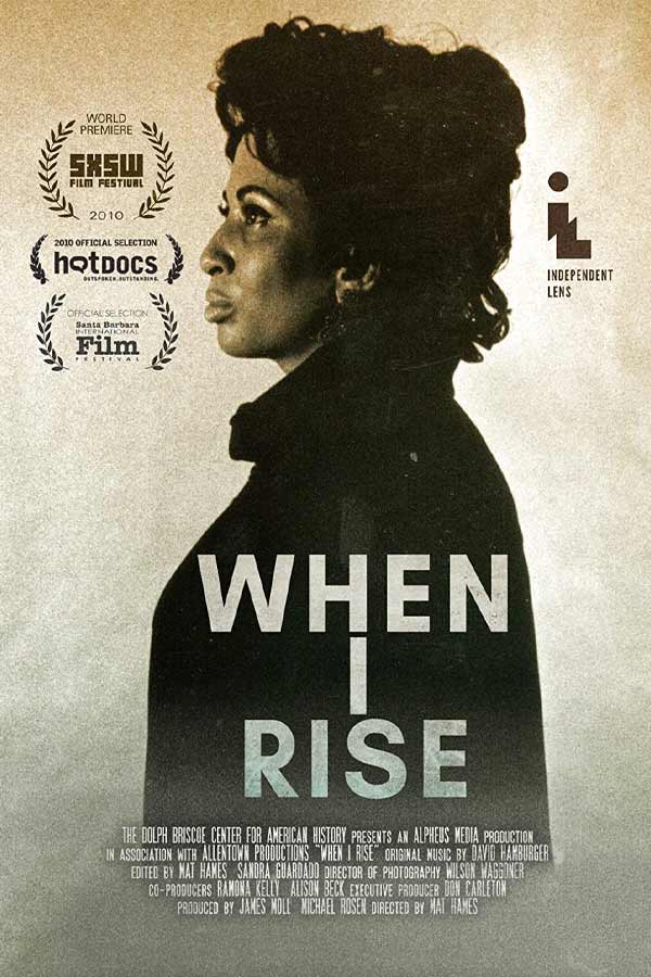 film poster of "When I Rise" with Barbara Smith Conrad's profile in sepia tone