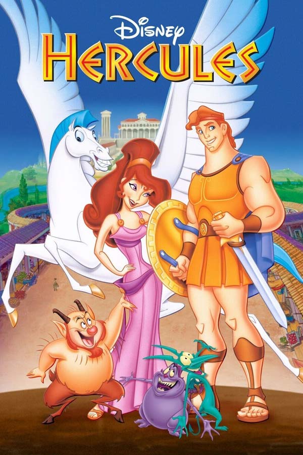 poster from the film "Hercules" with various characters from the film smiling together