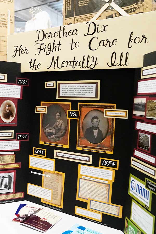 a tri-fold history exhibit about Dorothea Dix