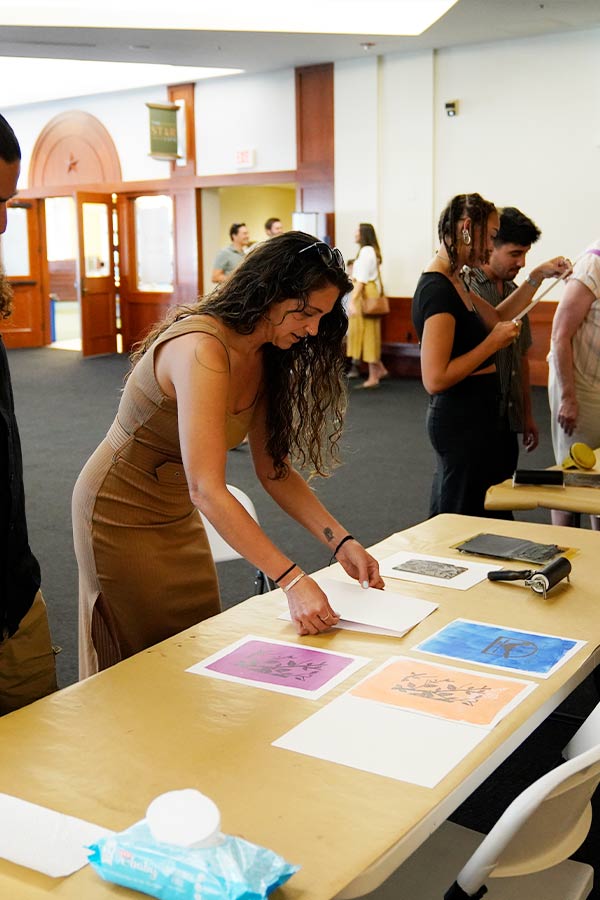 adults gathering materials for a craft