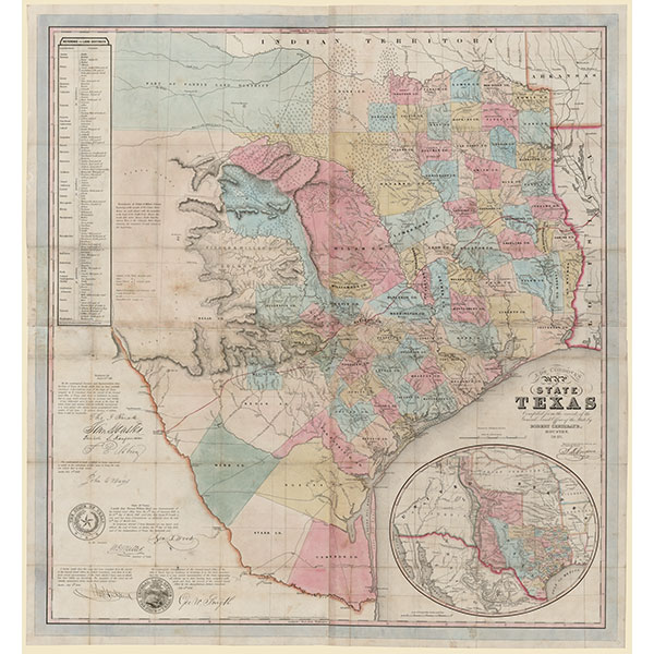 Map of the State of Texas by Jacob de Cordova, 1849