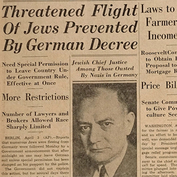 Dallas Morning News, “Threatened Flight of Jews Prevented by German Decree”