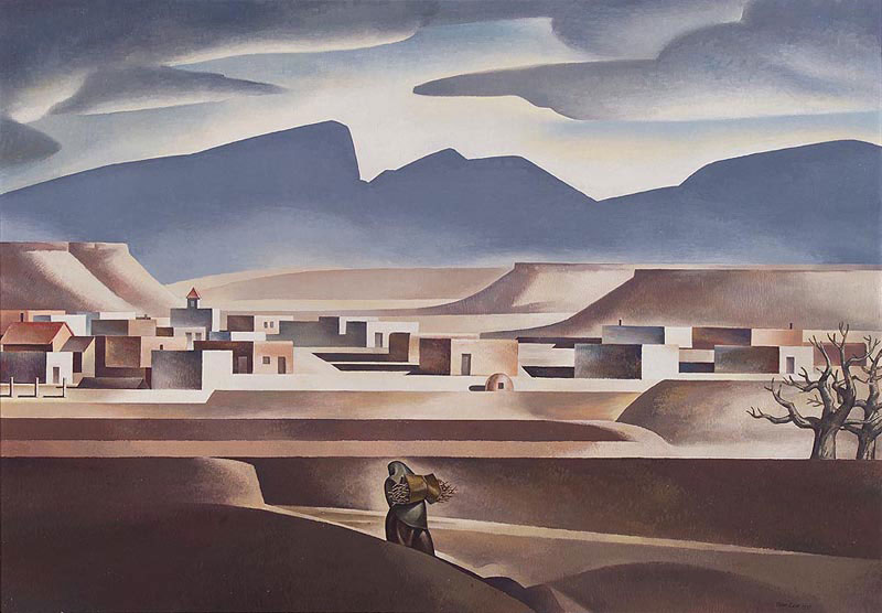 The Bullock Museum presents the first major exhibition of work by Tom Lea, including illustrations, paintings, murals, and writings by the El Paso artist. Above, Lonely Town, 1937, courtesy Catherine Lea Weeks and James D. Lea.