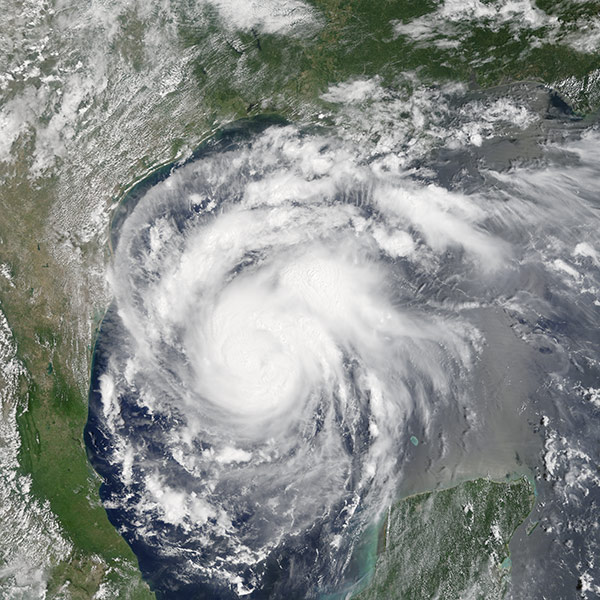 Hurricane Harvey over the Gulf of Mexico. Courtesy NASA Earth Observatory