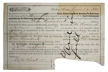 aged document of a construction pledge, the bottom right corner is missing