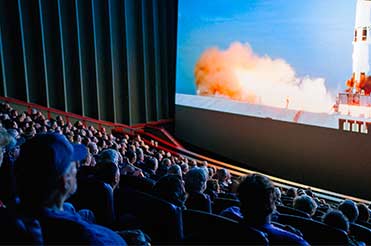Bullock Museum IMAX theater showing a rocket launching into space