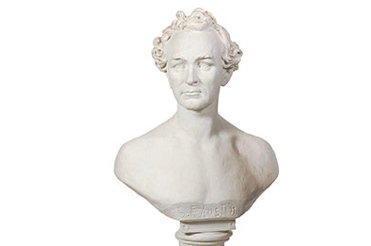 white stone bust of a man