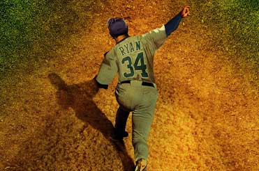 man throwing a ball in a baseball uniform with the name Ryan on the back
