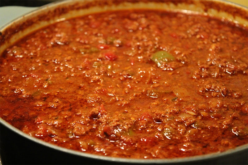 Texas chili means no beans!