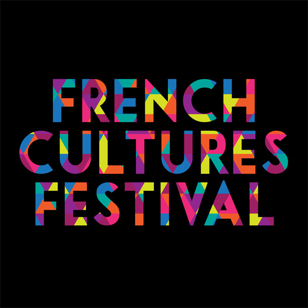 the words "French Cultures Festival" in colorful letters on a black background