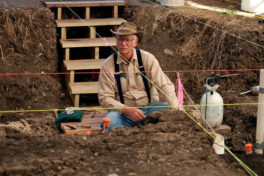 Michael Collins working at the Gault Archaeological site in The Stones Are Speaking