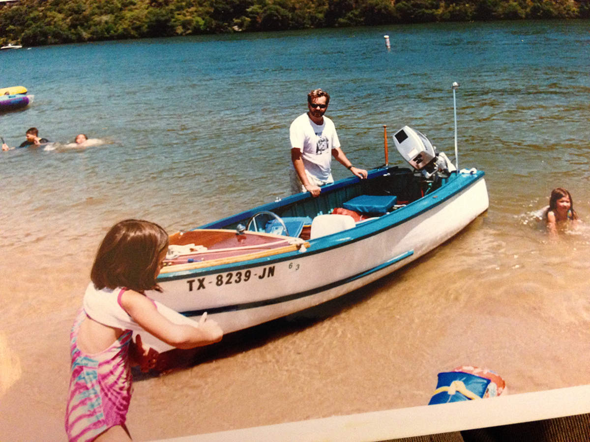 The author's family with their fisherman's boat