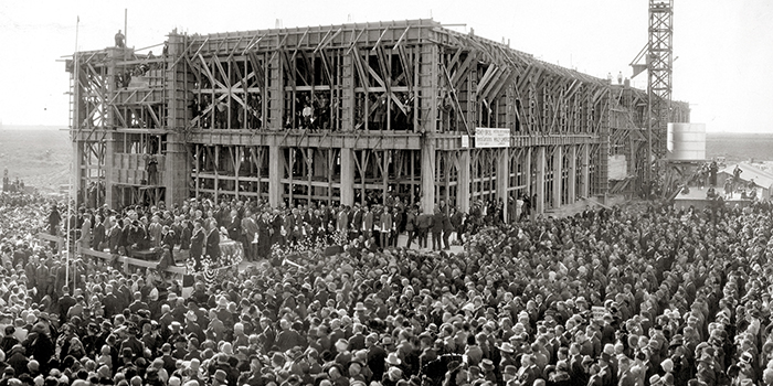 Cornerstone ceremony for the Administration Building, November 11, 1924.