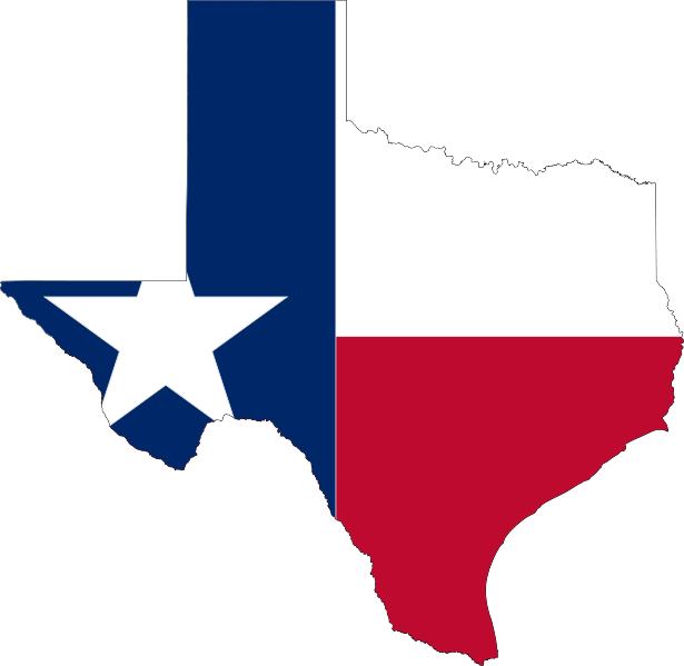 Illustration of the state of Texas superimposed on the Texas state flag.